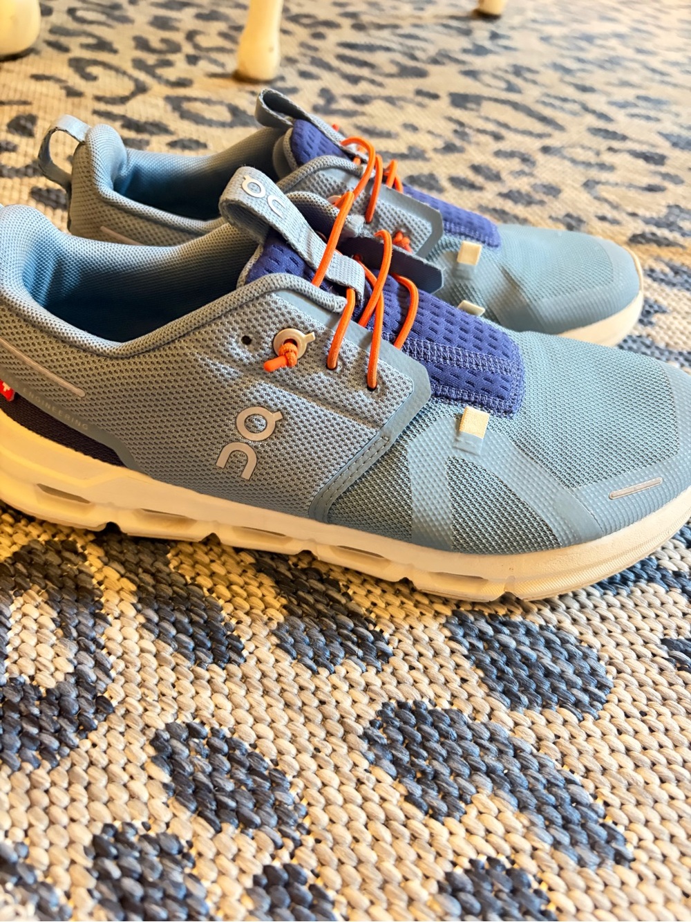 On Running boys Light Blue and Royal Blue Sneakers with Orange Laces